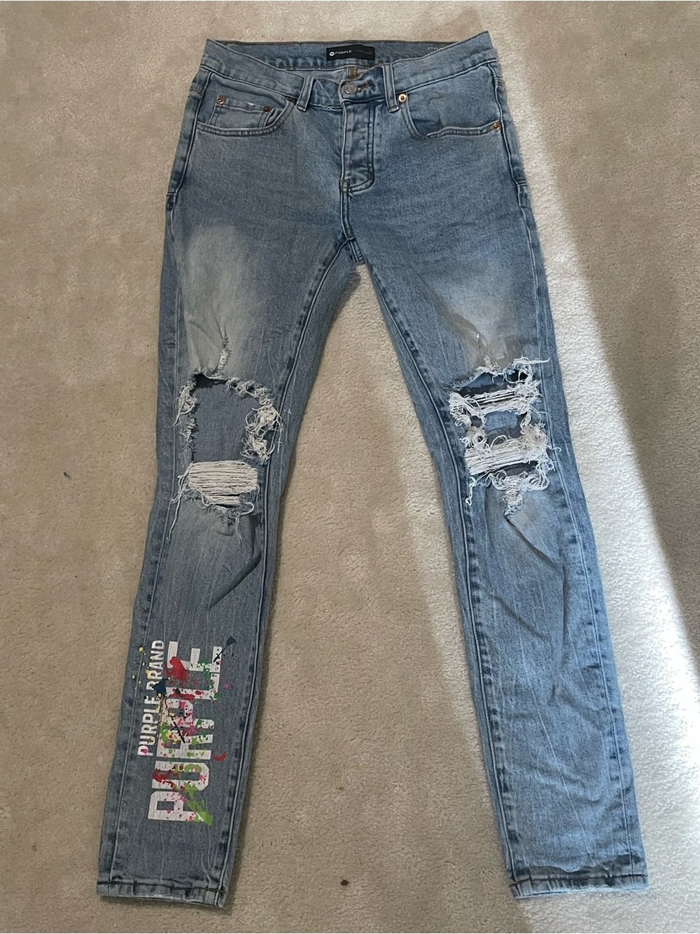 Purple Brand Distressed Light Blue Slim Jeans 28